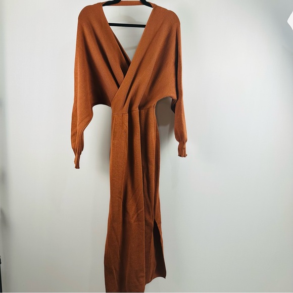 Rust Orange Wrap Dress - Picture 1 of 6